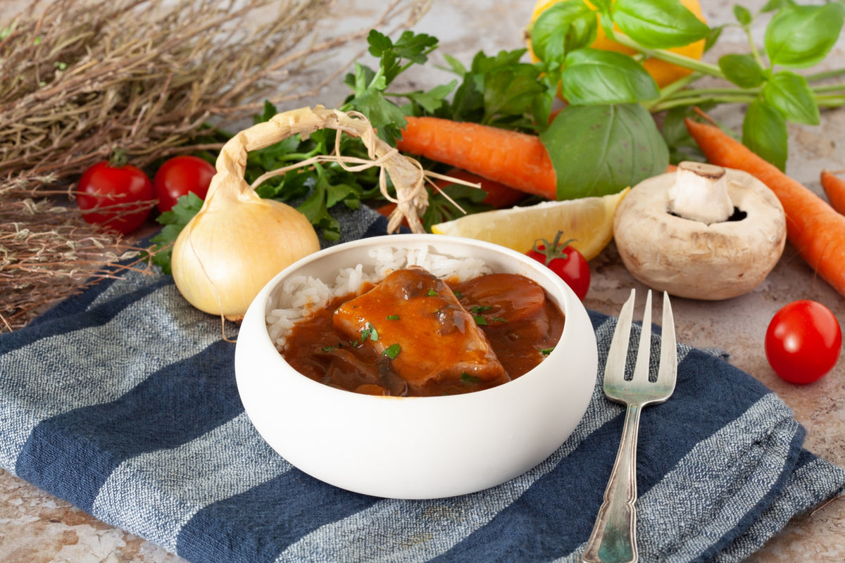 Tintenfisch in Krebsfleisch Sauce - Encornets cuisinés sauce crustacés